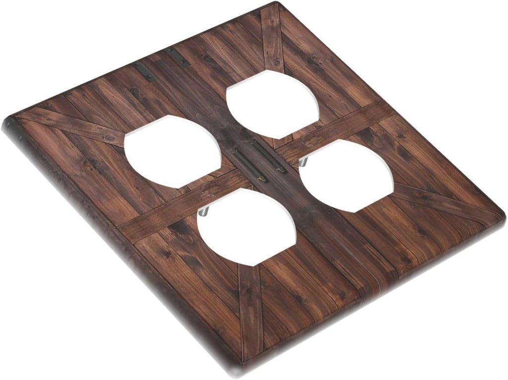 Decorative Outlet Covers Vintage Brown Farmhouse Barn Door 2 Gang Light Switch Cover Plate Double Duplex Wall Plates for Electrical Outlets Switch Plate Covers for Bedroom Home Decor