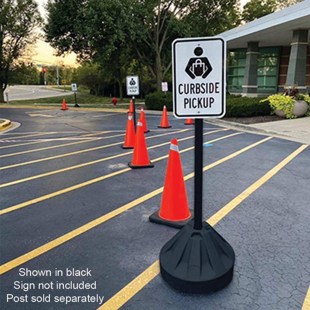 Plasticade Roll-A-Post Portable Signpost Base for 24" x 24" or Smaller Signs, Designed for School, Airport, Parking Lot, Durable Plastic, Wind Resistance, 18" x 12", Blue, Post Not Included
