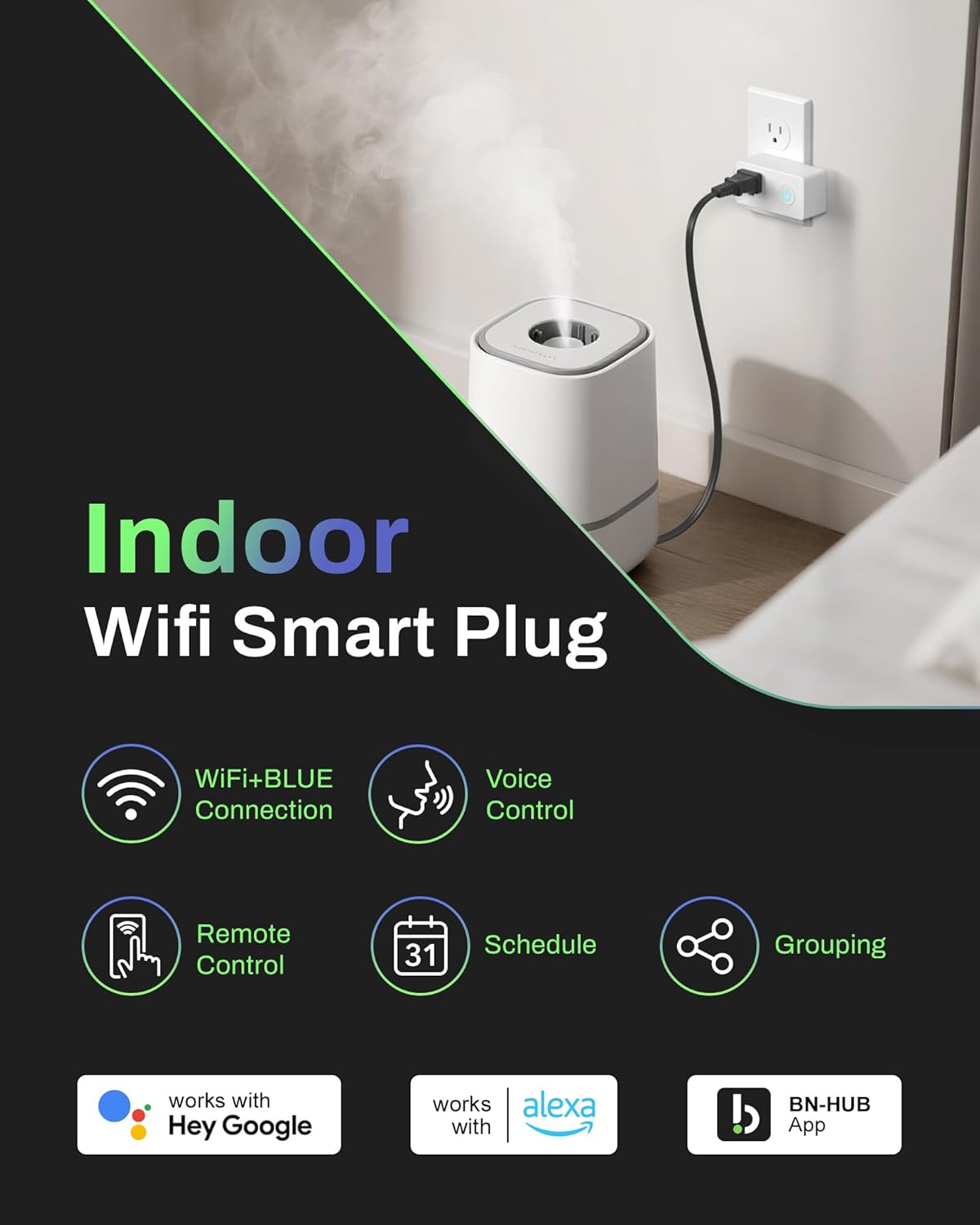 BN-LINK WiFi & Bluetooth Smart Plug, Heavy Duty Smart Timer Outlet Works with Alexa & Google Home Assistant, Remote & Group Control, No Hub Required, ETL & FCC Certified, 2.4GHz WiFi Only, 4 Pack