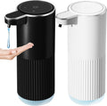 Automatic Soap Dispenser, 2 Pack Black and White Touchless Liquid Soap Dispensers for Bathroom, 13.5 Fl Oz Plastic Electric Auto Dish Soap Dispenser Wall Mount for Kithcen