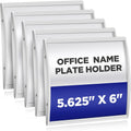 Set of 5 Curved Name Plate Holder for Doors 5.625" x 6" Wall Mount Office Business Door Sign Holder Aluminum Sign Frame with Adhesive Tape Plastic Film for Office Business Display, Silver