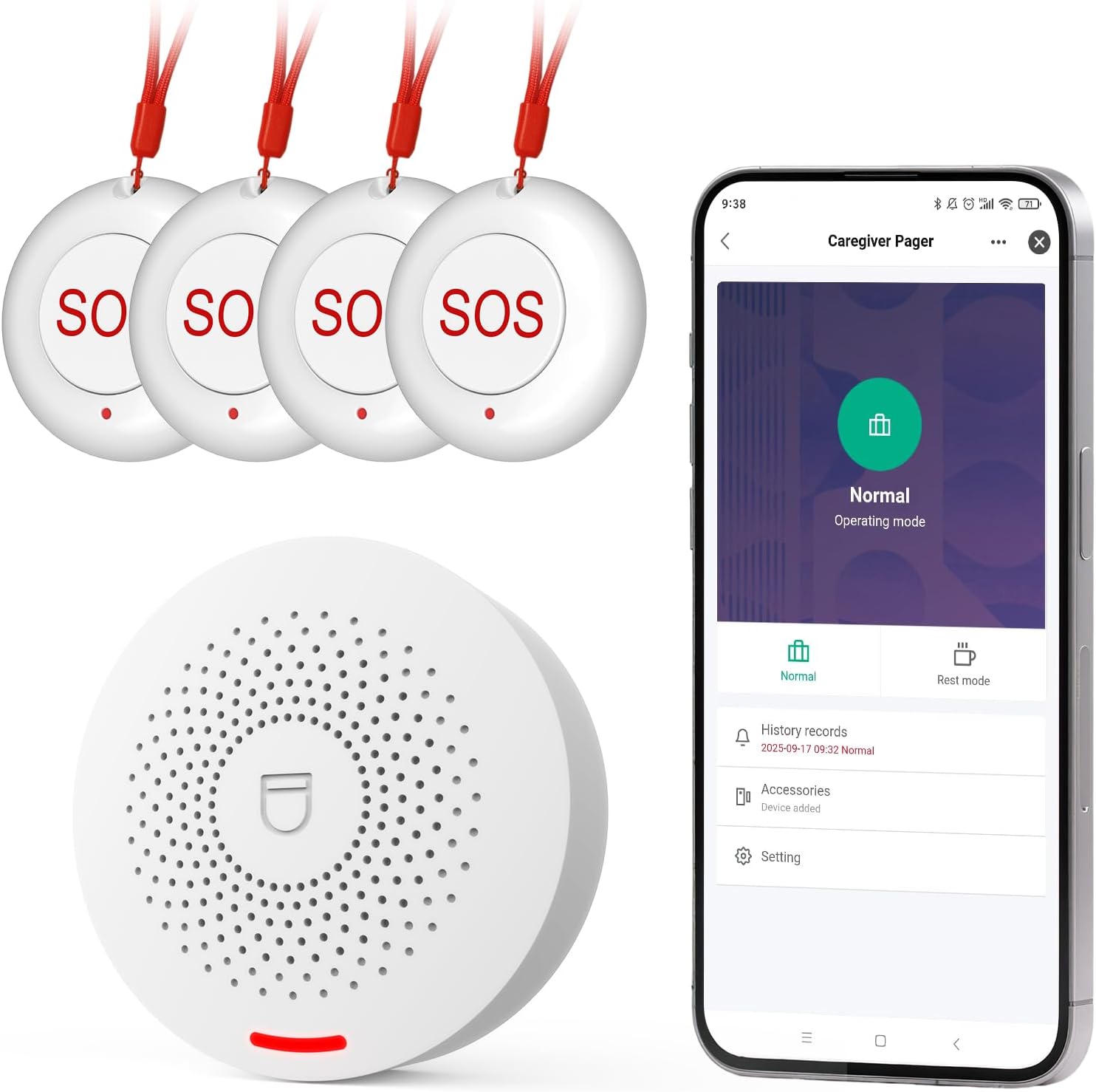 Caregiver Call Button Wireless Call Button for Elderly at Home,WiFi Panic Button,Life Alert Systems for Seniors No Monthly Fee (whiter4)