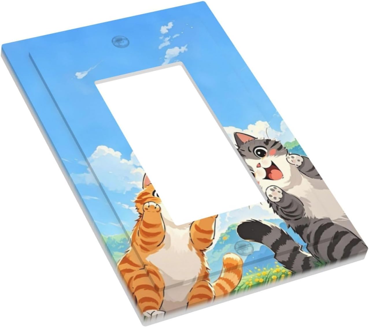 Decorative Outlet Covers Orange Gray Cute Cat Sky Cloud Cat S Paw 1 Gang Single Rocker Light Switch Cover Plate Wall Plates Gfci Faceplate For Kids Room Nursery Decor