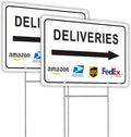 Deliveries Sign with Stake 12”x8” Delivery Sign with Arrow Right Aluminum Metal Delivery Instruction for Packages Easy Installation for Home