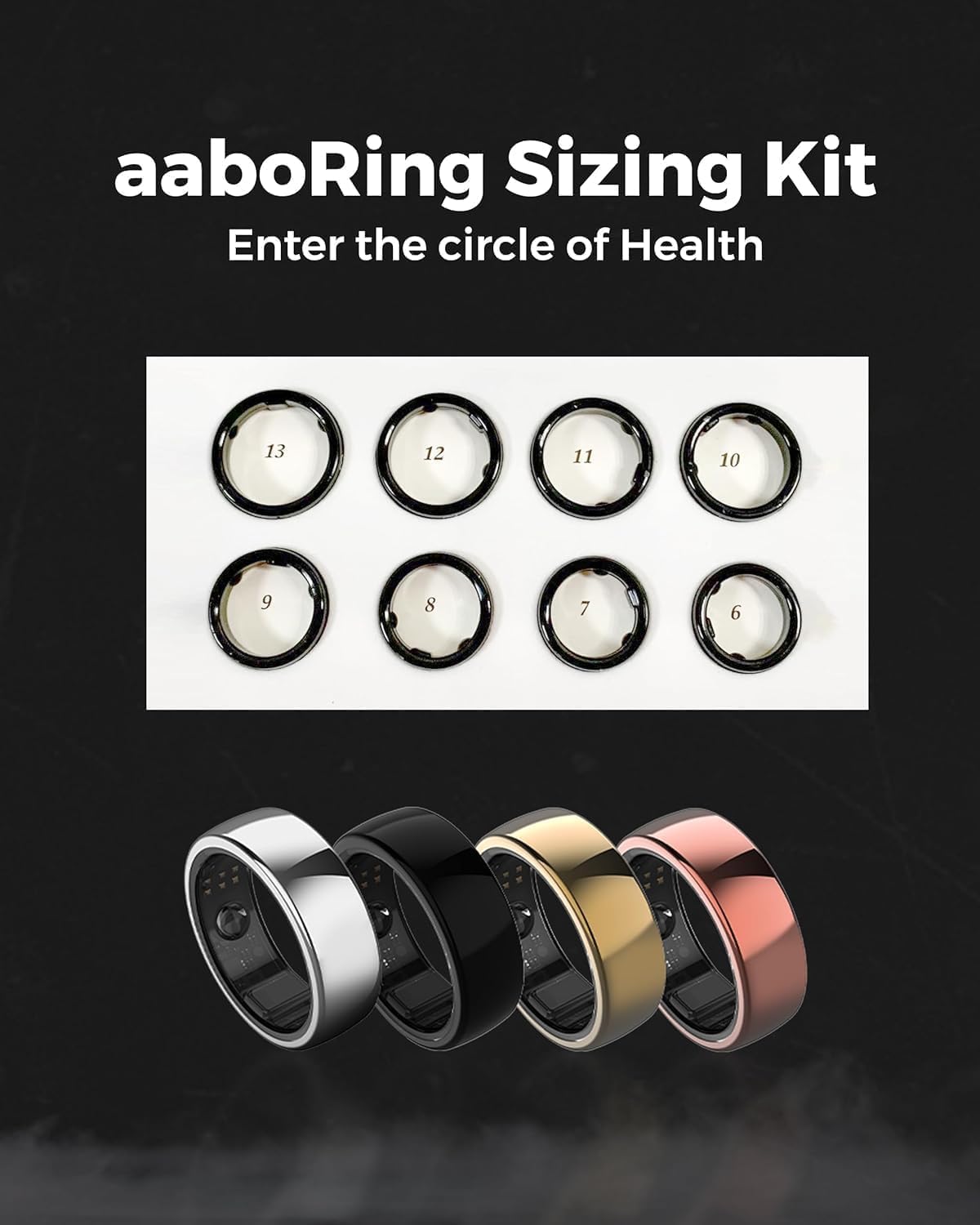 aabo aaboRing Sizing Kit for Finger - Try Before You Buy - Accurate Finger Fit for Adults - Choose from Sizes US 6 to US 13 - Wear-Test Fit for Comfort & Performance