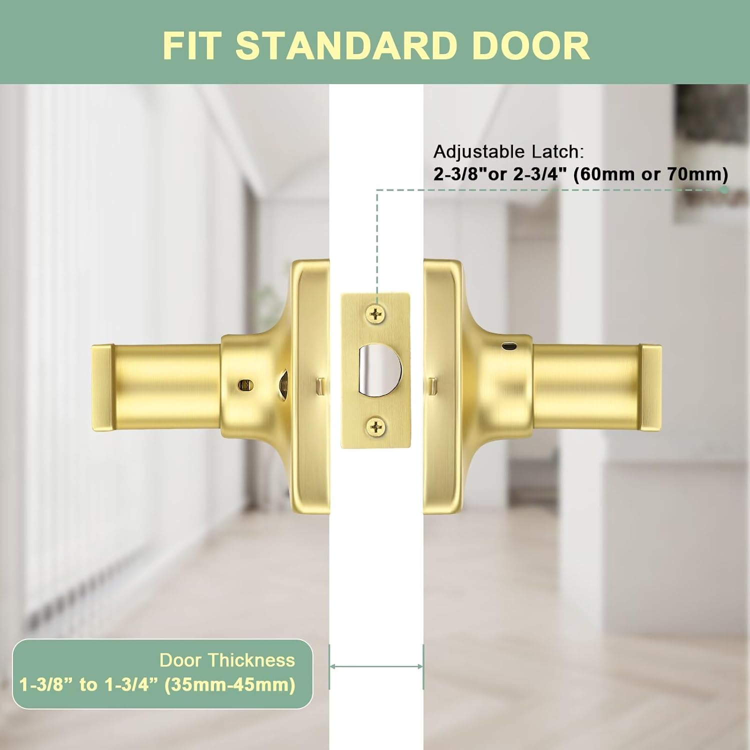 GOBEKOR 10 Pack Gold Door Handles Interior,Heavy Duty Passage Door Handles Interior Door Levers for Hallway and Closet, Modern Sleek Round Door Locks