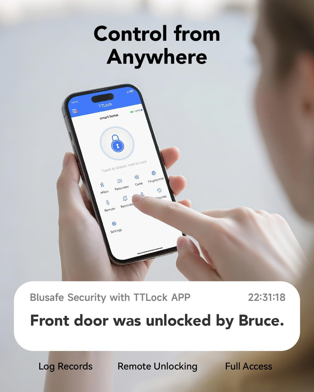Deadbolt Smart Door Lock Fingerprint Door Lock with Keypad，Smart Lock for Front Door Children Proof IC Card,40–90mm Multipoint Locks (Not Suitable Point Mortise Lock)（Apollo Black）