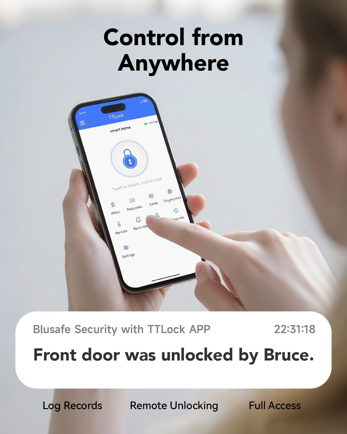 Deadbolt Smart Door Lock Fingerprint Door Lock with Keypad，Smart Lock for Front Door Children Proof IC Card,40–90mm Multipoint Locks (Not Suitable Point Mortise Lock)（Apollo Black）