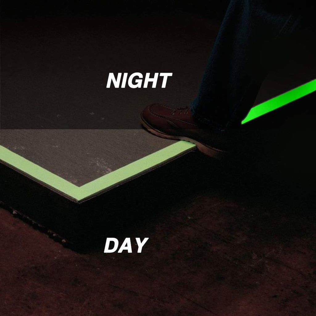 32.8 ft x 1 inch Glow in The Dark Tape - Luminescent Emergency Roll/Luminous Photoluminescent Safety Egress Markers Stairs, Walls, Steps, exit Sign.
