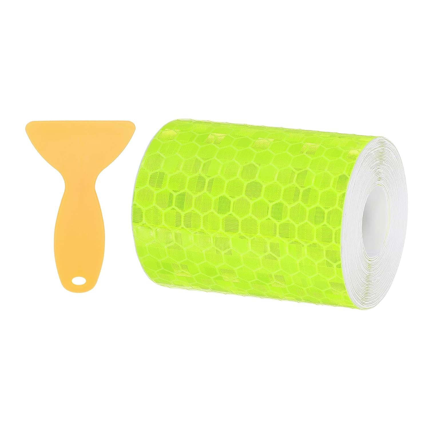 PATIKIL 2 Inch x 10 ft Reflective Tape, 1 Roll Waterproof Self Adhesive High Visibility Caution Warning Safety Tape Reflector with Scraper for Trucks Trailers Cars, Bright Green
