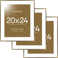 Homeforia Picture Bronze Frame 20x24, High End Metal 20x24 Brass Poster Frames with Mat 16x20 for Photo, 20 x 24 Frame Matted to 16 x 20 Print, 24x20 Hanging Frames, Tempered Glass, Wall Kit, Set of 3