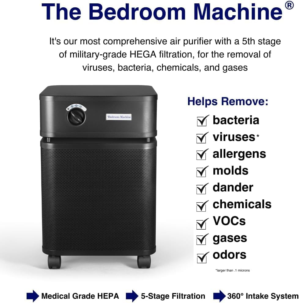 Austin Air Bedroom Machine Midnight Blue - Advanced 5 -Stage Filtration HEPA Air Purifiers For Home with Activated Carbon & Zeolite - Ideal as Air Purifiers for Bedroom