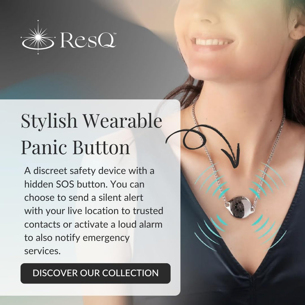 ResQ Jewelry, Shakti Smart Bluetooth Safety Necklace, Discreet Wearable Safety Device - GPS Location Tracking, Audio Recording, One Touch Activation