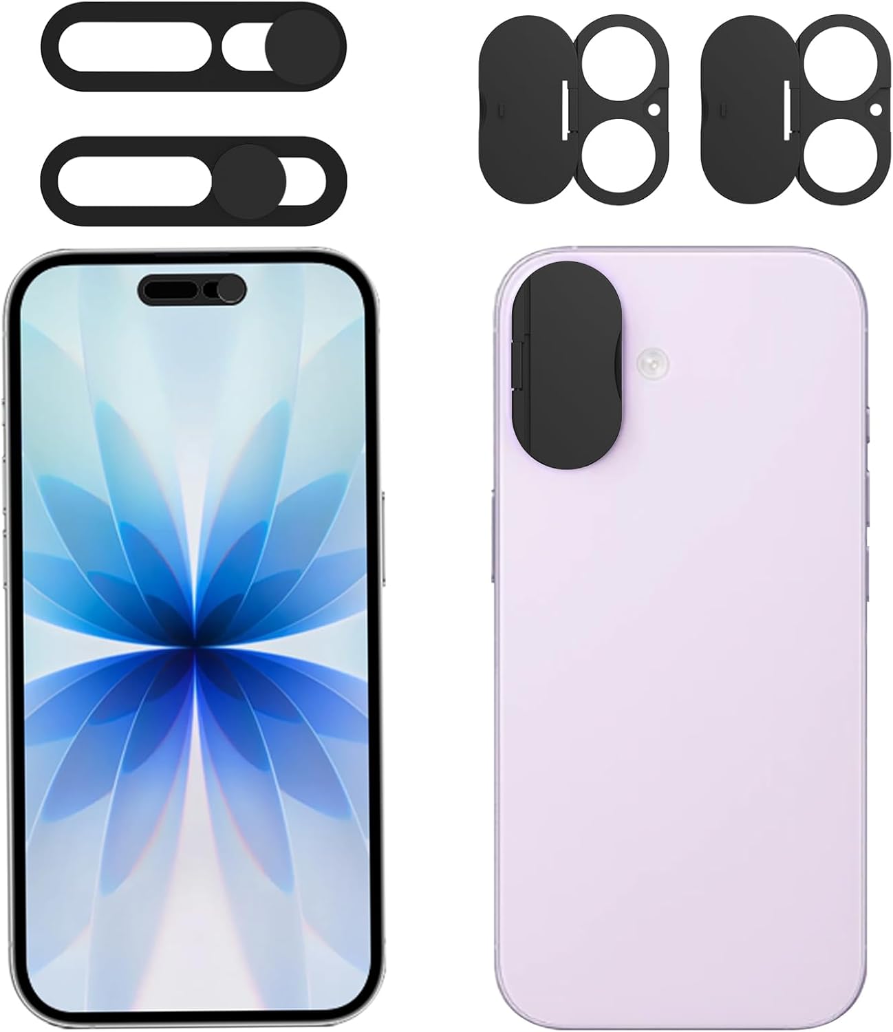 Privacy Lens Cover Compatible for iPhone 17 with Front Camera Cover,Protect Privacy and Security But Not Affect Facial Recognition（2Pack） Black