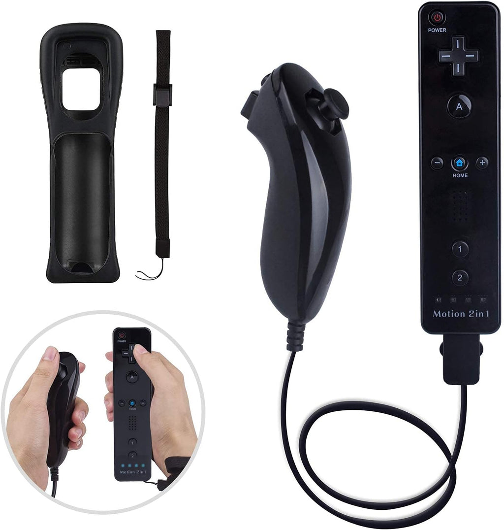 Motion Plus Wii Controllers 2Packs with Nunchucks, Wii Remote Controllers Compatible for wii and Wii U with Built in Motion Plus