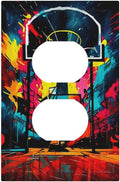 Colorful Graffiti Basketball Sport Basket Hippie Single Duplex Wall Plate Covers Light Switch Cover 1 Gang Outlet Plate Decorative Switchplate Covers Electrical Faceplate for Country Bathroom