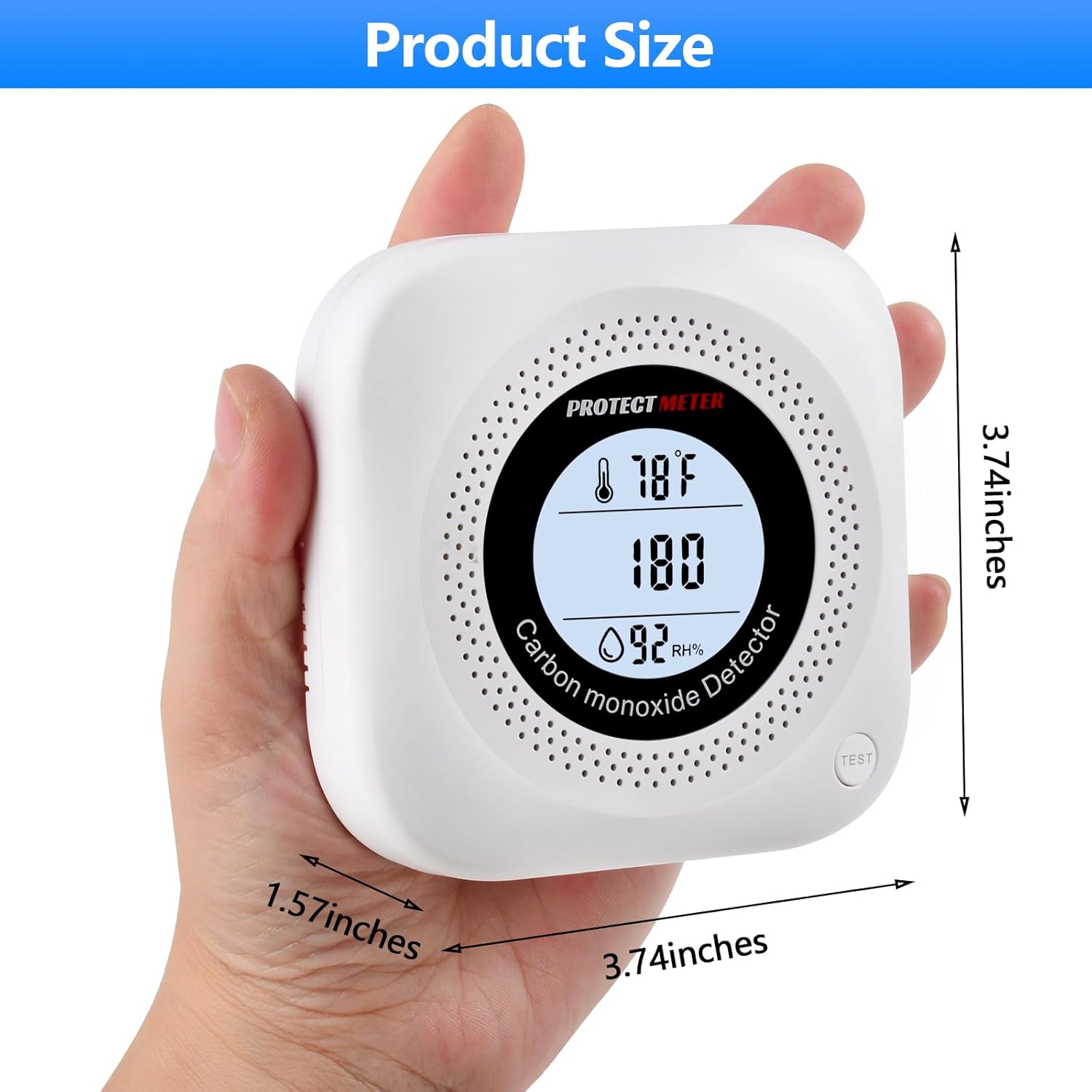 Carbon Monoxide Detector Plug in with Temperature & Humidity, 3-in-1 Portable CO Detector for Travel, Hotel, Home and RV Safety, Carbon Monoxide Alarm with Real-Time CO Monitor Display