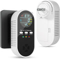 5-in-1 Carbon Monoxide Detectors, Natural Gas Leak Detector, Plug-in & Battery Backup Portable CO Detector, CO Gas Temp Humidity Sensor, HD Digital Display Screen, 1-Pcs, Black