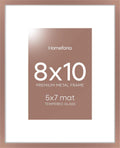 Homeforia Mocha Picture Frames 8x10, High End Metal 8 x 10 Photo Frame with Mat 5 by 7 Art, 10x8 Mocha Frame Matted to 5x7 inch Print, 8by10 Wall or Tabletop Frames, Tempered Glass, Wall Kit, Set of 1