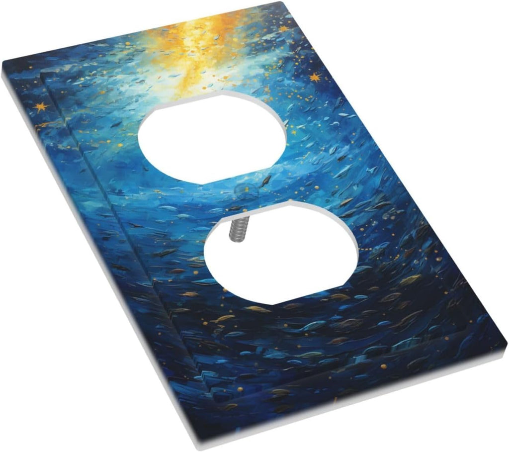 Outlet Covers Dream Ocean Underwater World Fish Shoal 1 Gang Duplex Electrical Receptacle Faceplate Light Switch Cover Wall Plate Decorative Switch Plates for Kids room Nursery Decor