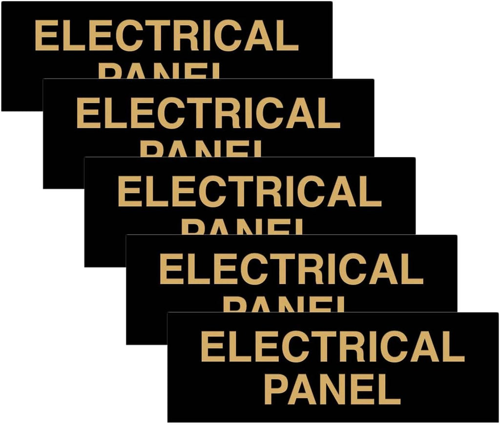 All Quality Basic Electrical Panel Sign - Fire Regulation Safety Compliance Sign - Black/Gold - Medium (5 Pack)