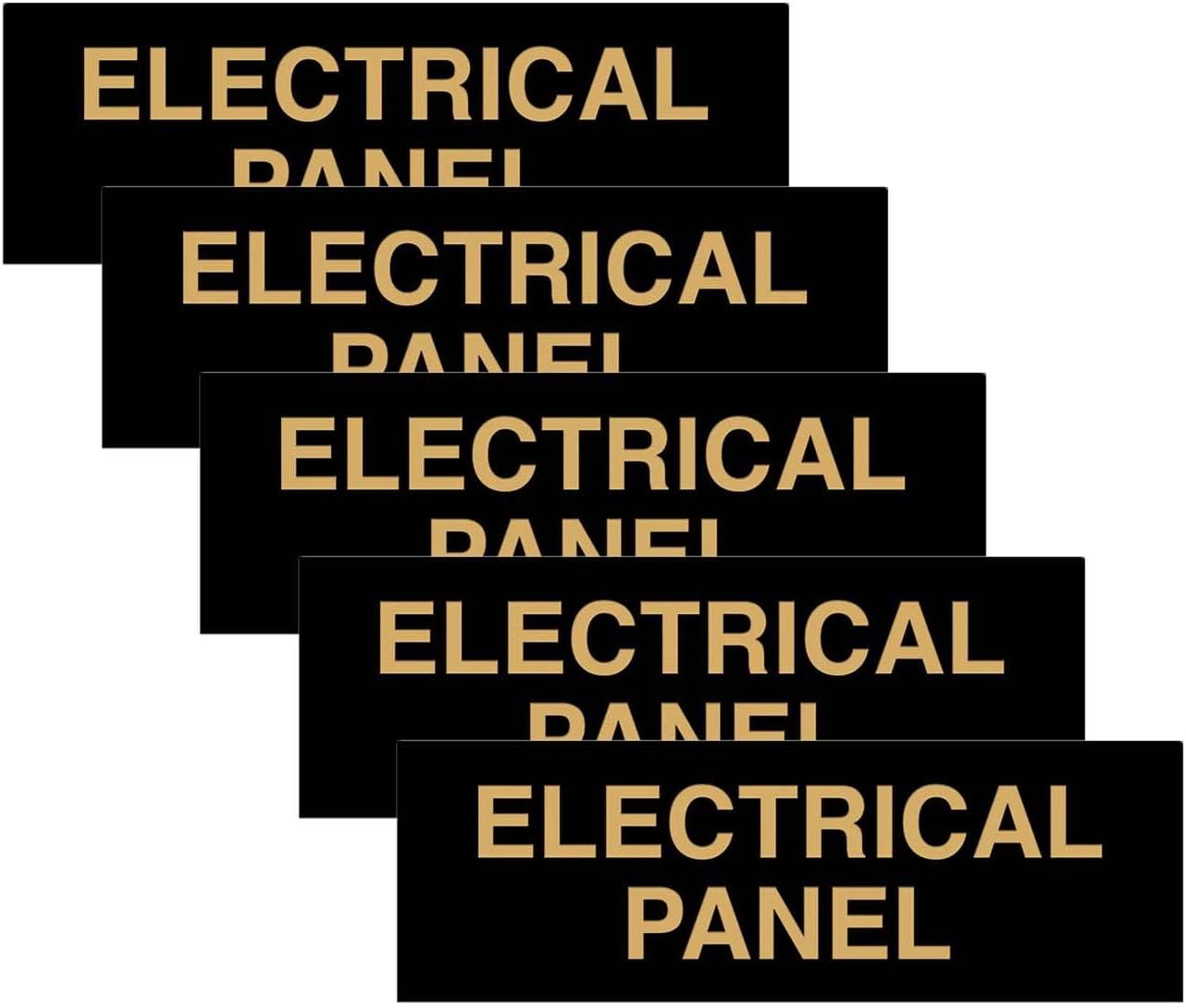 All Quality Basic Electrical Panel Sign - Fire Regulation Safety Compliance Sign - Black/Gold - Large (5 Pack)