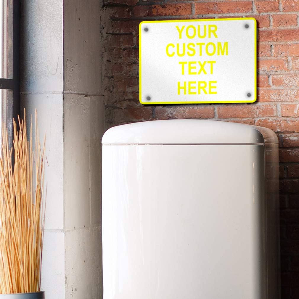 Aluminum Weatherproof Metal Sign Multiple Sizes Custom Personalized Text Here White Yellow Caution Horizontal Street Signs 10x7Inches