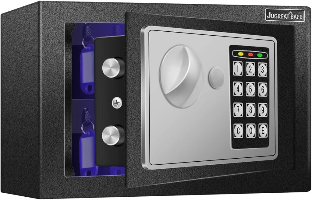 JUGREAT 25 Keys Cabinet with Sensor Light,Electronic Key Safe,Pin Code Keyless Storage Box for Keys,Secure Wall Mount Safe with 25 Key Tags