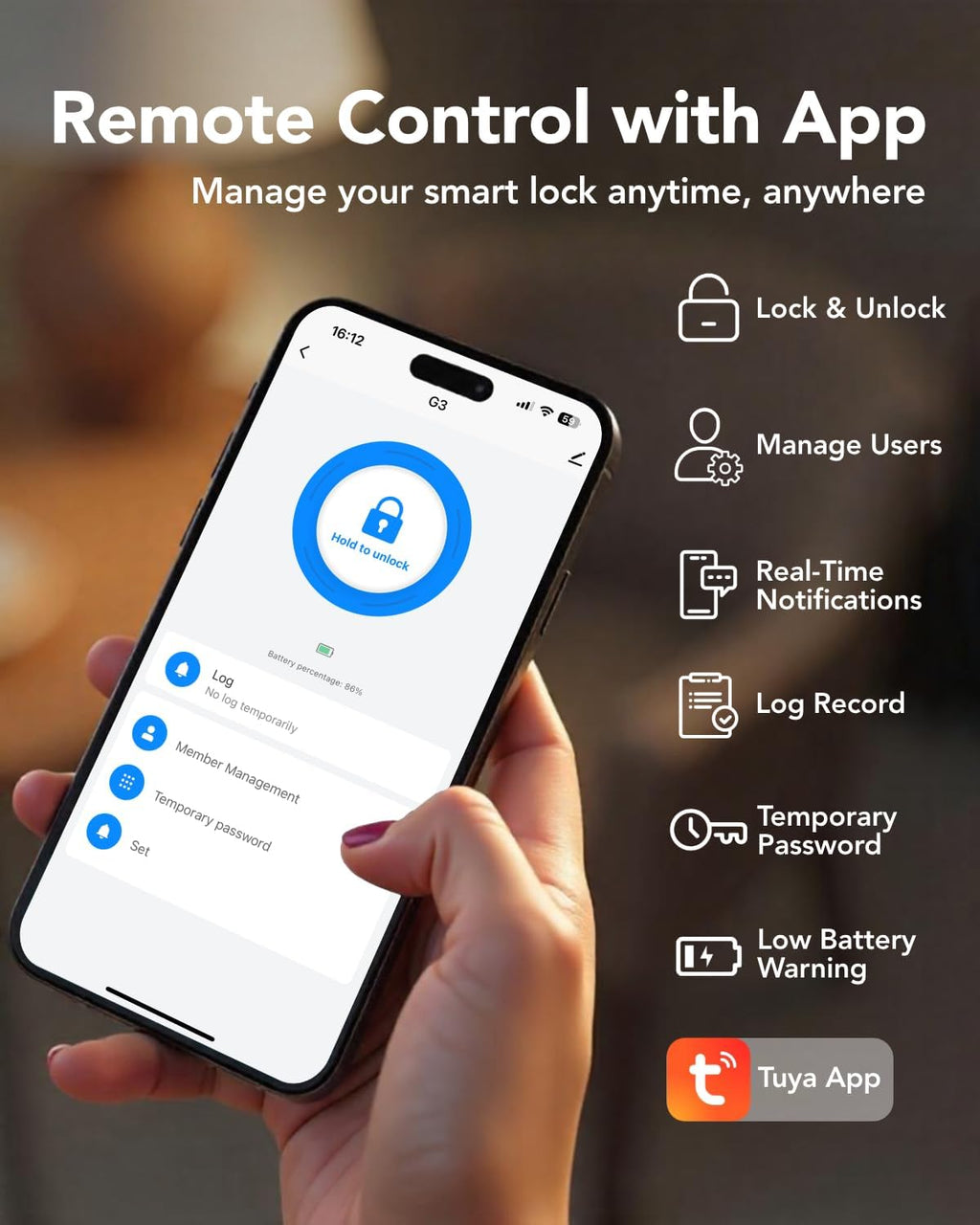 Devo G3 Fingerprint Smart Door Lock, Keyless Entry Door Lock, App Control, Smart Locks for Front Door, Smart Deadbolt Lock, Built-in Wi-Fi, Touchscreen Keypad, 8 Months Battery, IP54 Waterproof