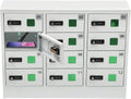 12 Slots Cell Mobile Phone Steel Locker with Combination Lock, Cellphone Charging Station with 3 in 1 Charging Ports for Most Phones, Cellphone Locker for Schools, Conference Rooms, and Offices