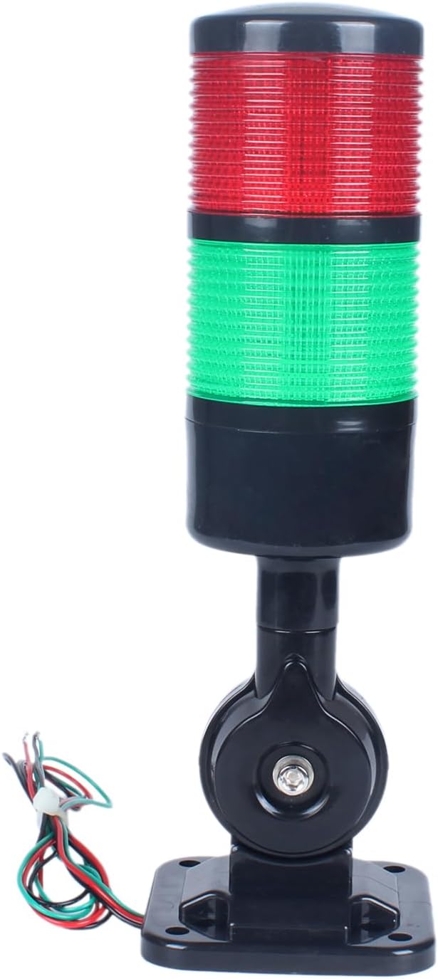 Led Signal Tower Stack Lights, Industrial Signal Warning Lights, Column Tower Lamp with Rotatable Base, Steady/Flashing Switchable,12V 24V DC(2-Layer, no Buzzer) Black