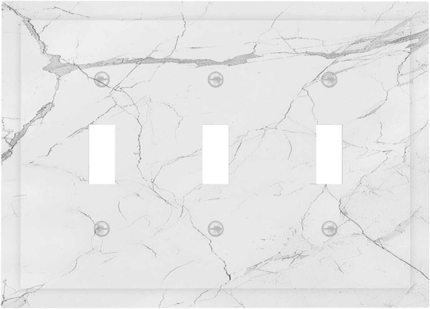 Decorative Switch Plates White Grey Abstract Modern Marble 3 Gang Wall Plate Triple Toggle Light Switch Cover Faceplate Electrical Wall Panels for Bathroom Kitchen Decor