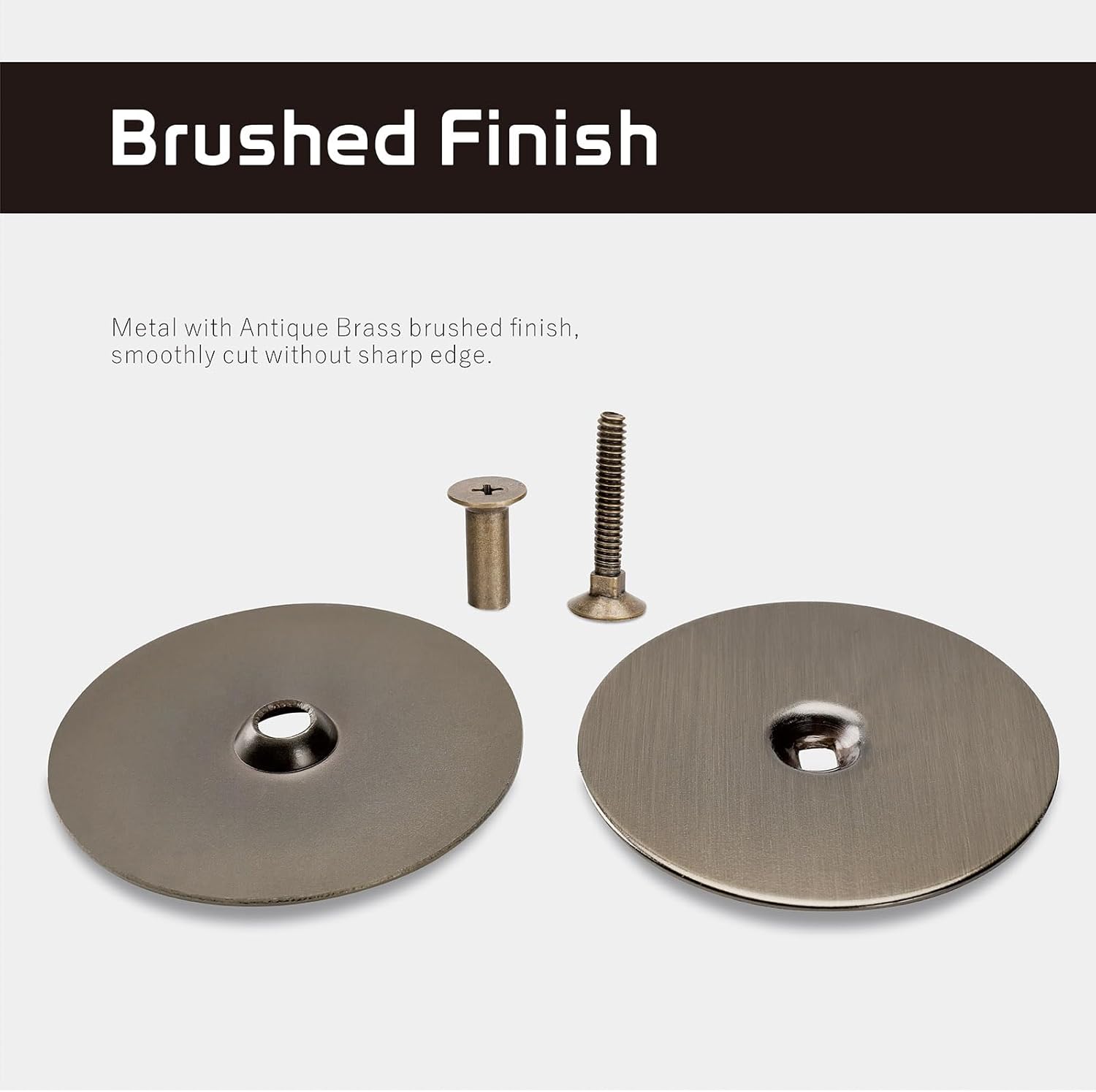Door Hole Cover Plate, 2-5/8" Diameter Solid Steel, Hole Filler Plate (2, Antique Brass)
