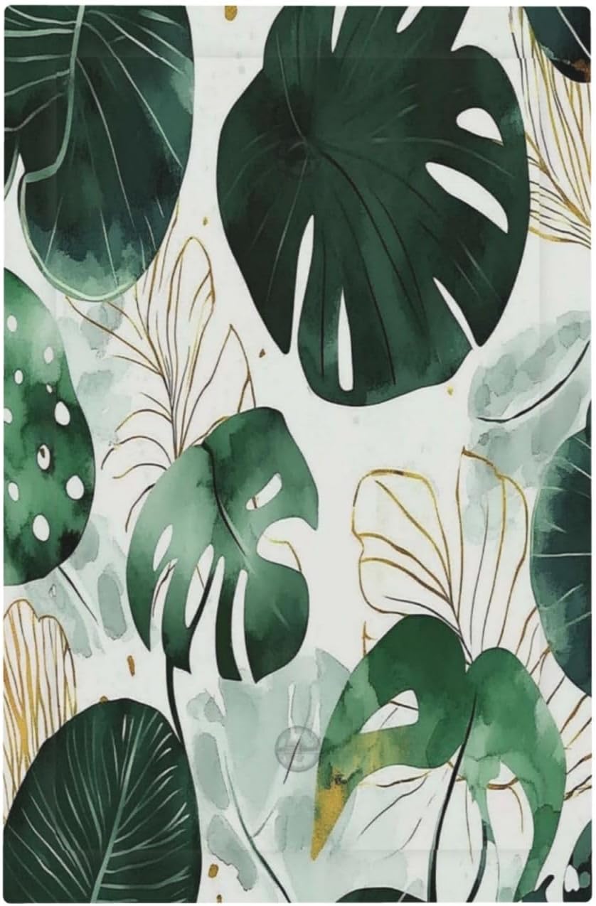 Boho Tropical Green Leaf Watercolor Banana Leaves Light Switch Cover Plate 1 Gang No Device Blank Electrical Wall Plates Faceplate Decorative Switch Plate For Bed Room Living Room Decor