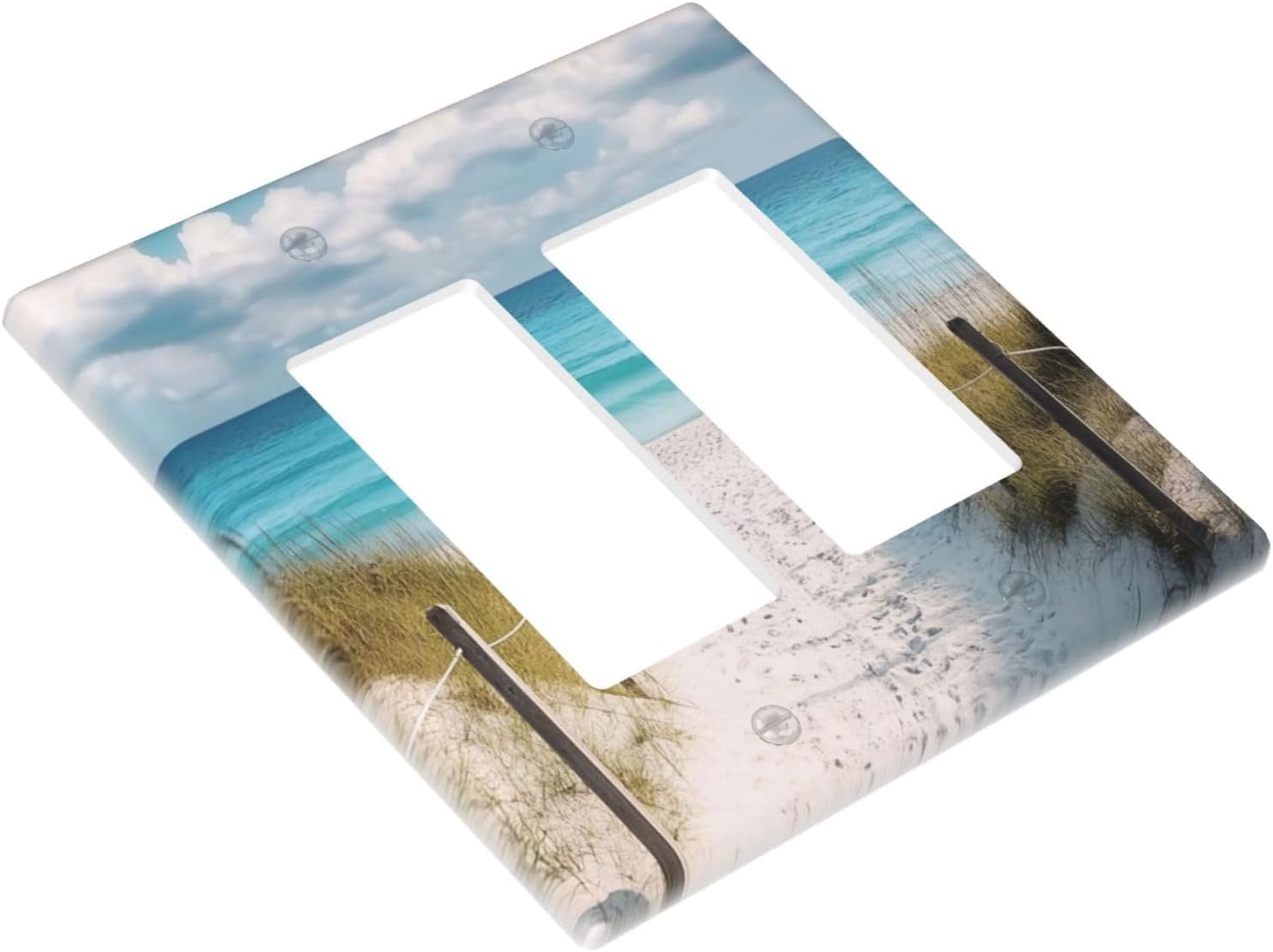 Decorative Outlet Covers Coastal Beach Ocean Seaside View 2 Gang Light Switch Cover Plate Double Rocker Wall Plates for Electrical Outlets Switch Plate Covers for Bedroom Home Decor