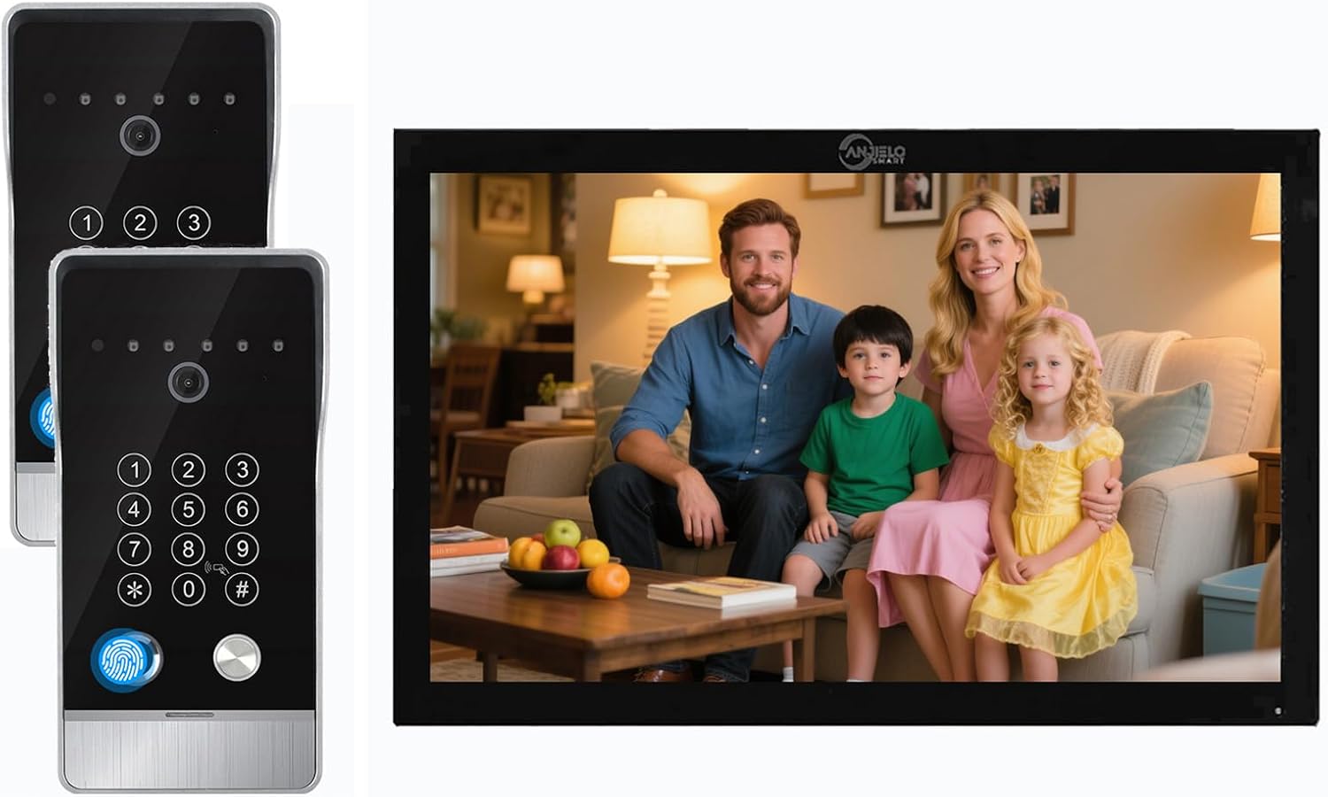 Wired Video Door Phone Apartment Intercom System,10 Inch Touch Monitor with 1080P doorbell,Support Fingerprints, RFID Cards,Passwords,Unlock Motion Detection for Home (2 Doorbell + 1 Monitor)