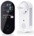 Plug in Carbon Monoxide and Natural Gas Detector, Combination Gas & Carbon Monoxide Detectors for Travel with Temperature Humidity Display, 4 in 1 CO and Gas Detector for Home/Travel(1 Pack)