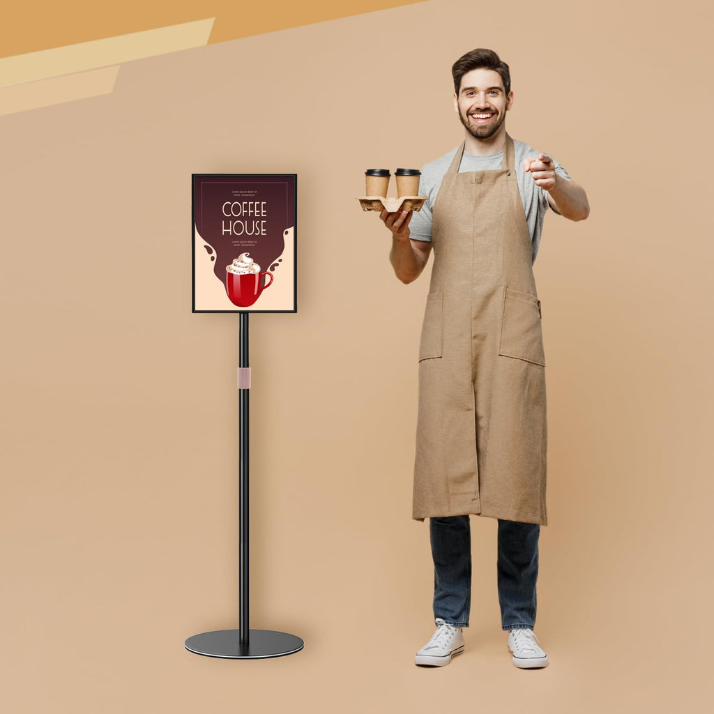 Sign Holder Stand 8.5x11 inch - Flip Open Pedestal Floor Standing Sign Holder, Adjustable Versatile Sign Stands for Display, Floor Sign Holder with Easy Replacement for Events and Promotions (1 PACK)