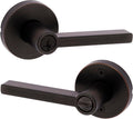 Kwikset Halifax Entry Door Handle with Lock and Key, Secure Round Keyed Reversible Lever Exterior, For Front Entrance and Bedrooms, Venetian Bronze, Pick Resistant Smartkey Rekey Security and Microban
