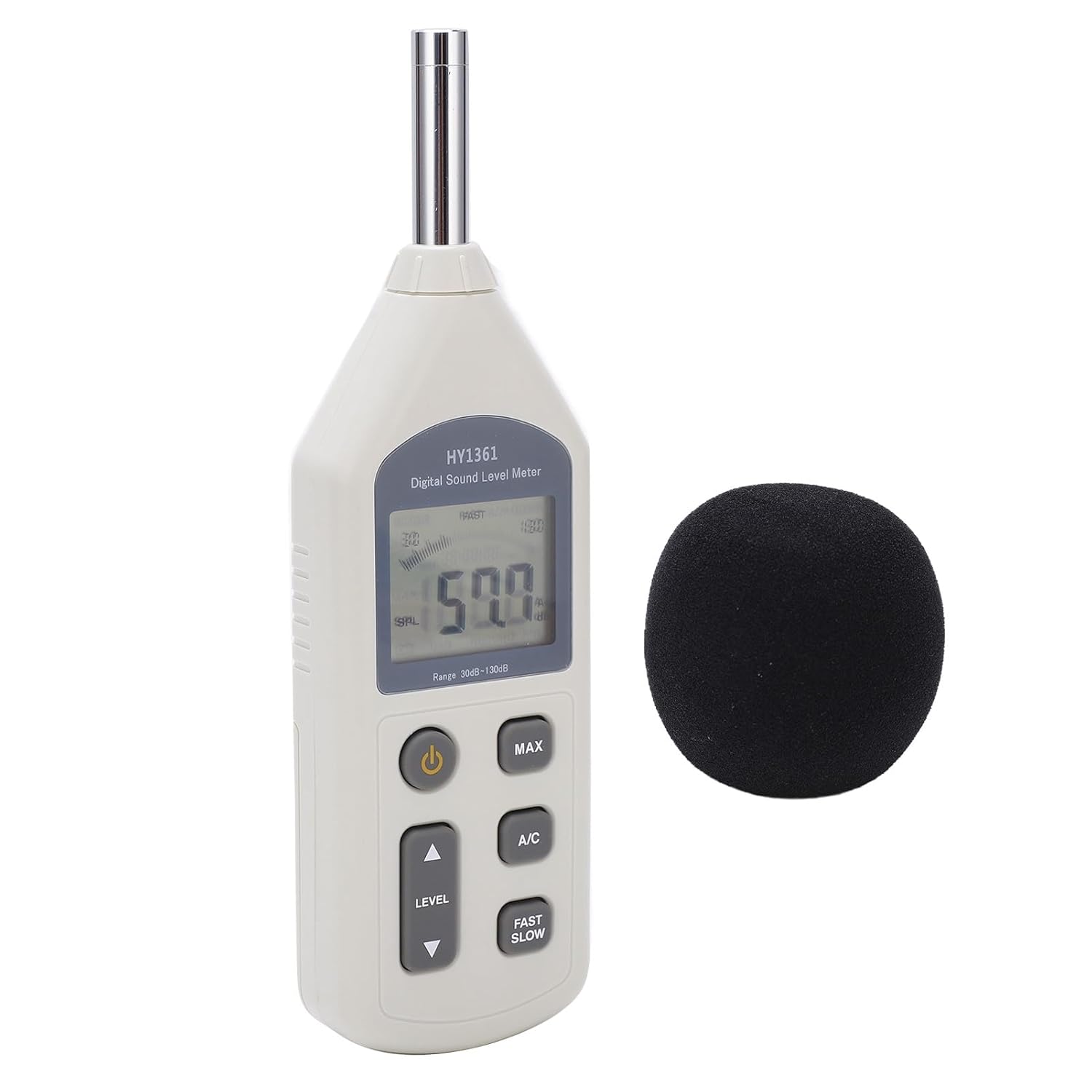 Digital Sound Level Meter with LCD Screen, Handheld Decibel Monitor 30-130dBA, 35-130dBC - Sensor, Backlit Display, Ideal for Noise Measurement
