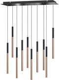 ALTAIR 10 Mini Pendant Lighting Black-Copper - LED Hanging Light Fixture for Kitchen Island, Bar, Foyer - Cluster Pendants - Dimmable, Adjustable Wire, Lamp Bulb Included