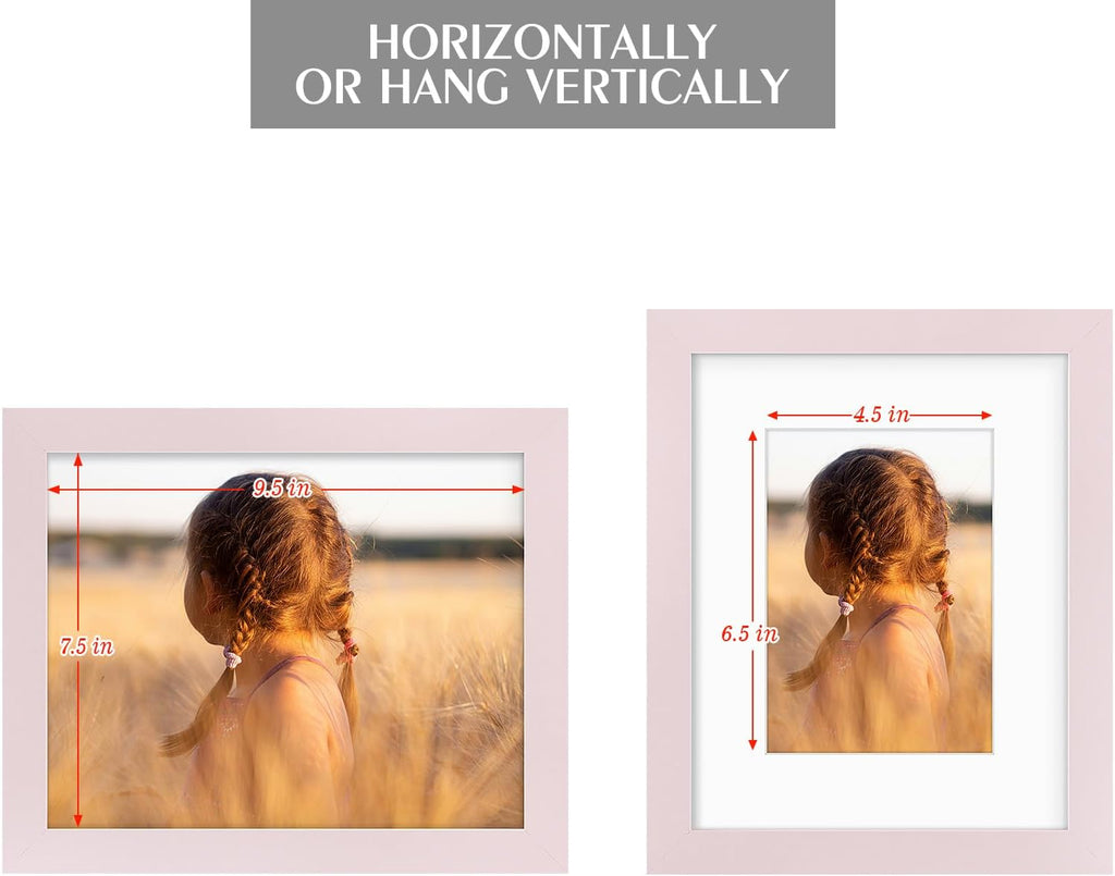 Golden State Art, 8x10 Picture Frame with Mat for 5x7 Photo - High Definition Glass Wall Mounting or Tabletop Display (Pink, 1 Pack)