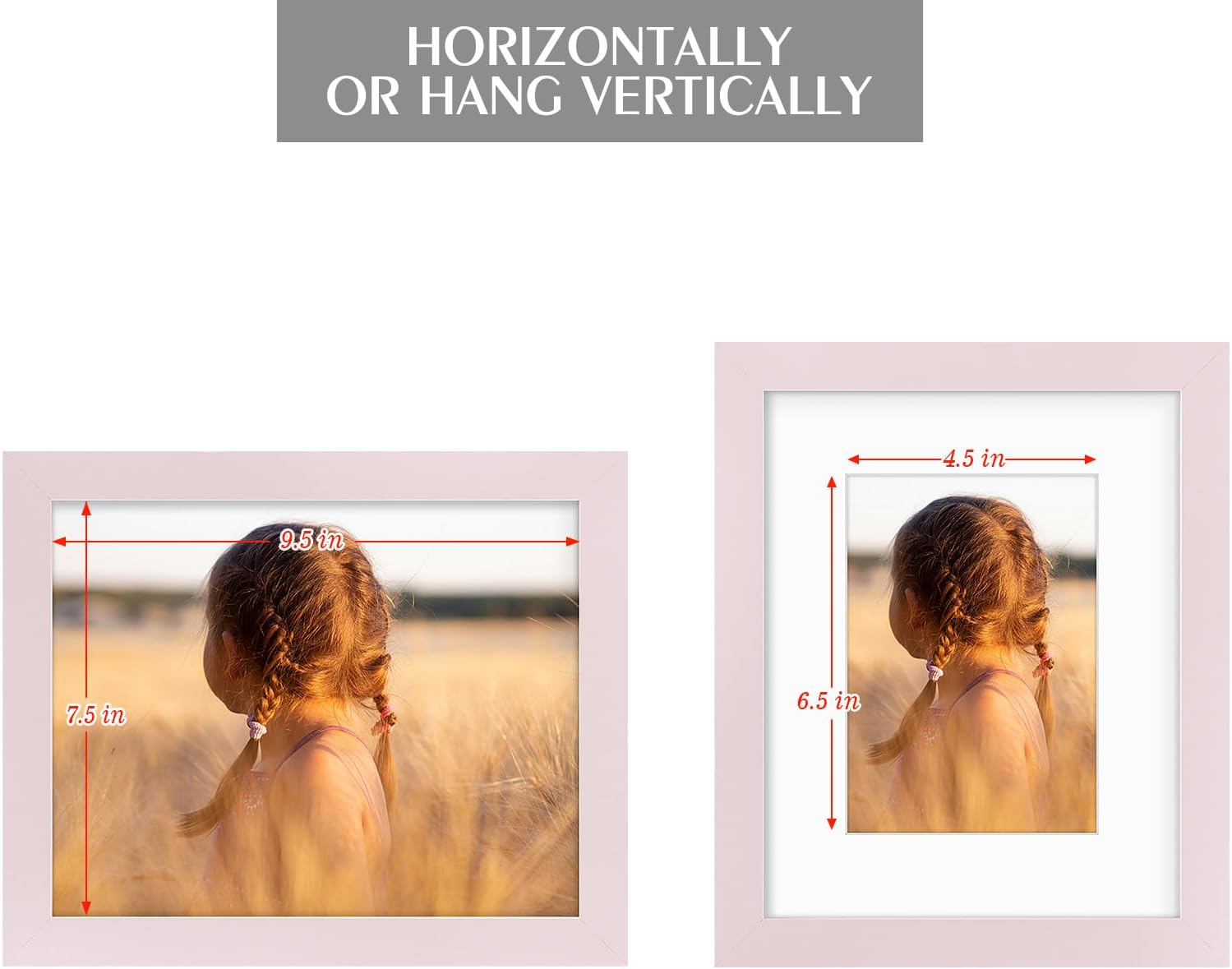 Golden State Art, 8x10 Picture Frame with Mat for 5x7 Photo - High Definition Glass Wall Mounting or Tabletop Display (Pink, 2 Pack)