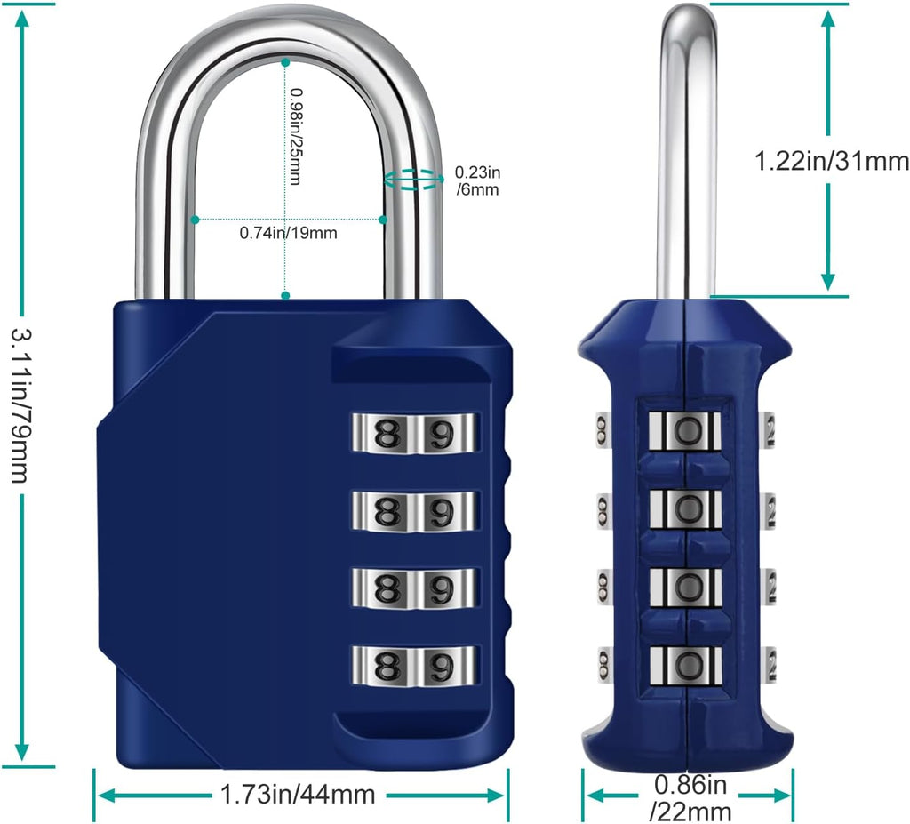 ZHEGE Combination Lock 2 Pack, 4 Digit Padlock for Gym, Employee, School, Fence. Hasp Cabinet & Storage - Set Your Own Keyless Resettable Combo
