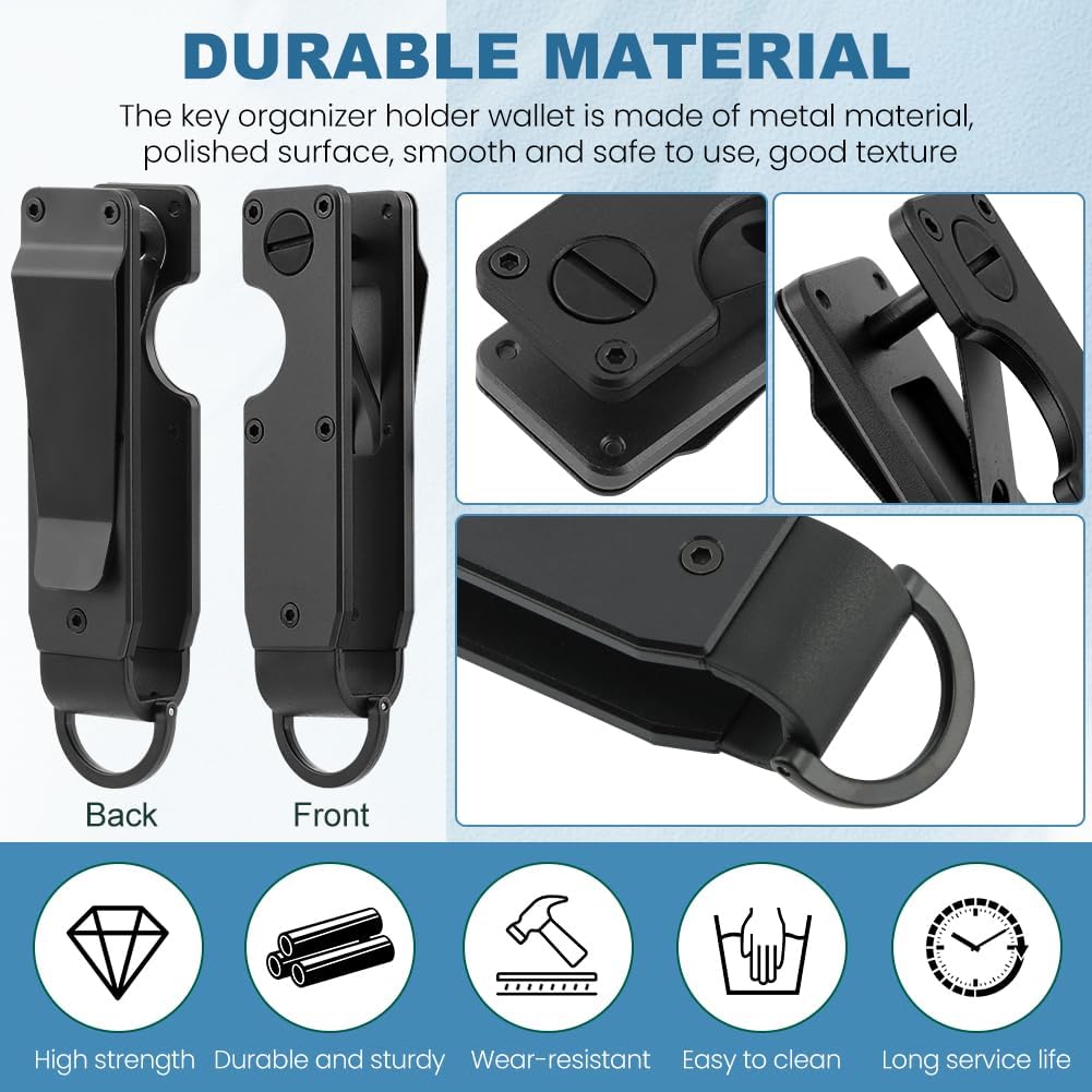 Key Organizer With Key-Handle,Compact Met-allic Key Holder,Met-allic Key-Organizer,Smart Keychain Secures 1-5 Keys