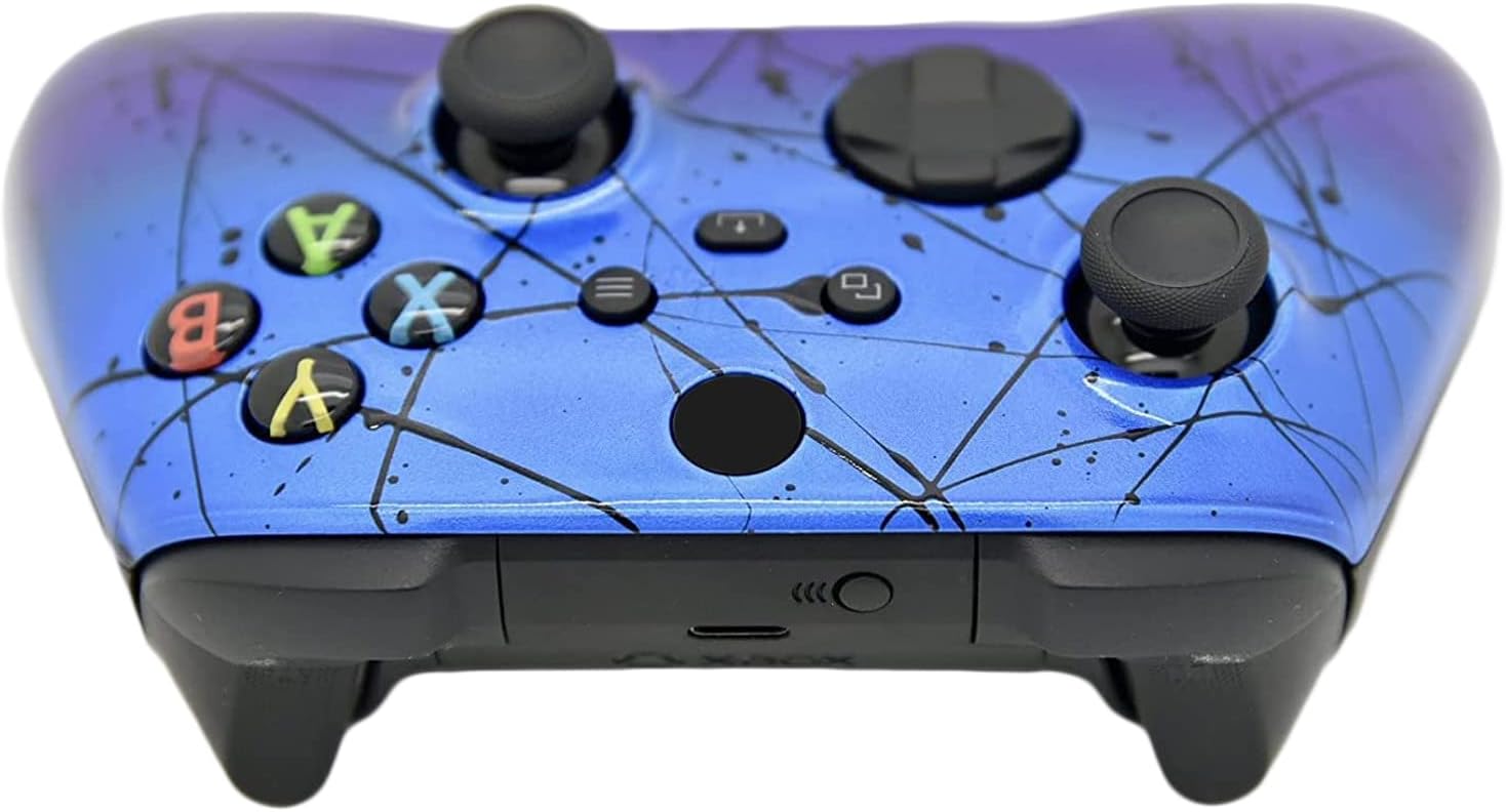Hand Airbrushed Fade Custom Controller Compatible with Xbox Series X/S & Xbox One (Series X/S Blue & Purple)