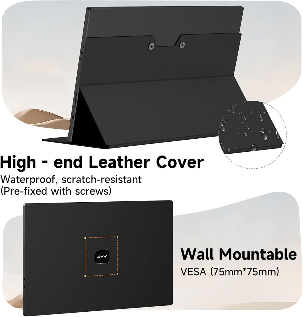 qaf 15.6 Inch Portable Monitor for Laptop, FHD 1080P USB-C HDMI Computer Monitor 100% sRGB HDR IPS Display, Ultra-Thin Travel Second Screen Compatible with Laptop Mac PC Phone PS5 Xbox, Black