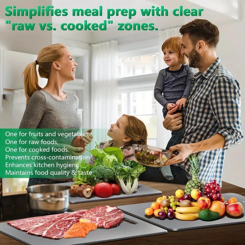 Titanium Cutting Board, New Upgrade Pure Titanium Cutting Boards for Kitchen, Double Sided Non Toxic Katuchef titanium Cutting Board, Hygiene Durable Dishwasher Safe Chopping Board (L:15.35IN*11.02IN)