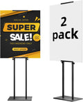 2Pack Sign Holder Stand,Display Stand,Heavy Duty Adjustable Pedestal Sign Stand Up to 75 inch,Double-Sided for Board & Foam Sign,Sign Stand with Base,Fit Wedding,Restaurant or Business etc(Poster not Included)