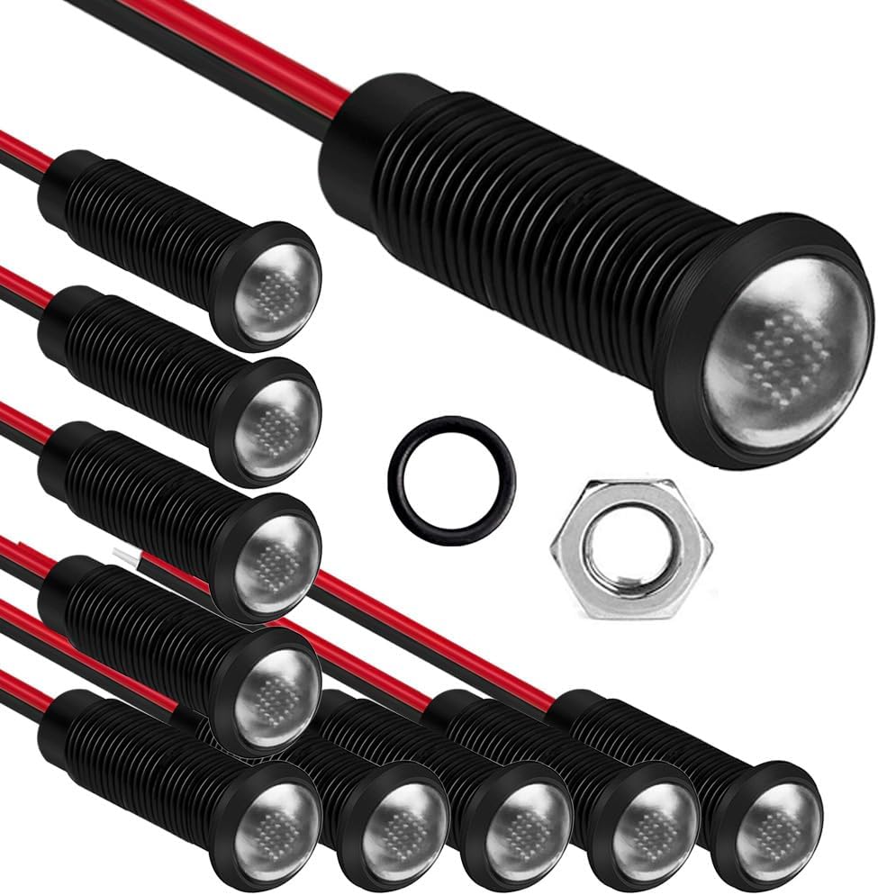 10pcs LED Plastic Indicator Pilot Light 110VAC Mounting Hole Size 6mm(White)